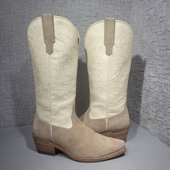 Tecovas The Annie Monarch Women's Size 8B US Sand Bone Suede Cowgirl Boots - Picture 9 of 10